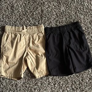 Black and Tan Elastic Waist Shorts for Casual Comfort